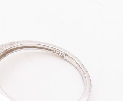 925 Sterling Silver Vintage Ring Minimalist Square Cut Topaz  Sz 7  RG30397