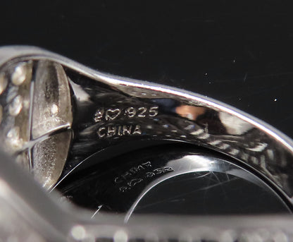 925 Silver  Vintage Multi Shape Cubic Zirconia Swirl Band Ring Sz 7  RG25900