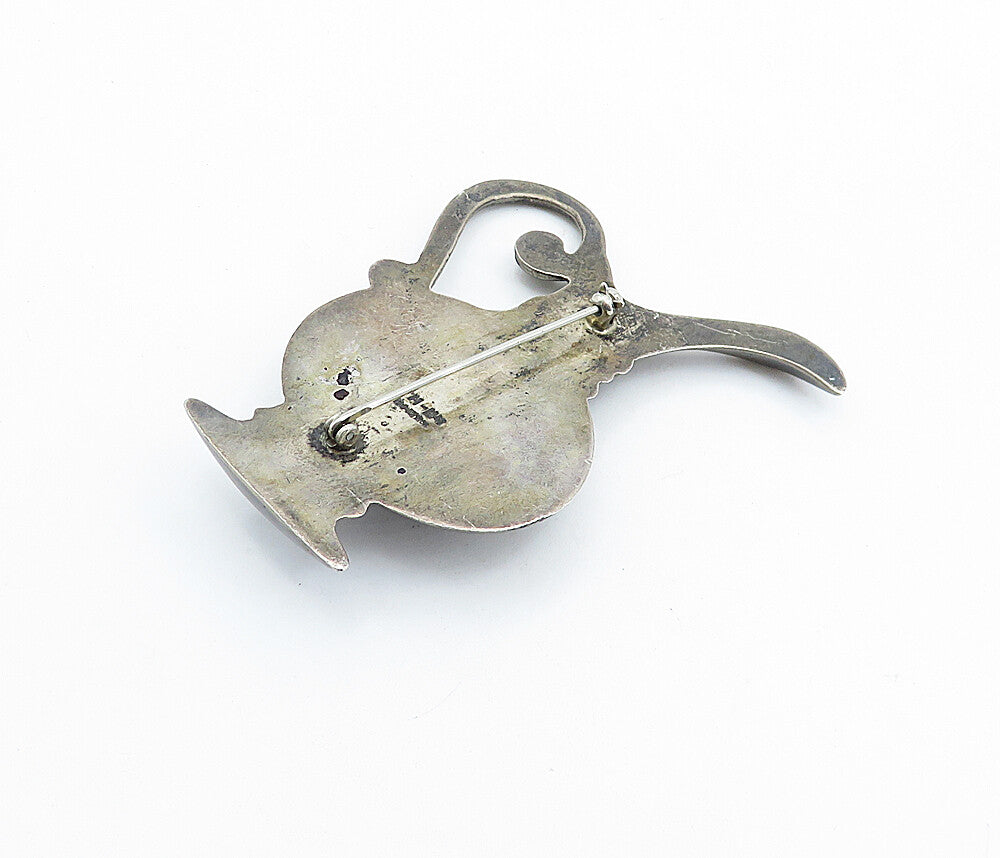 MEXICO 925 Sterling Silver  Vintage Dark Tone Water Pitcher Brooch Pin  BP2501