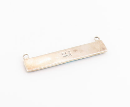 925 Sterling Silver Vintage Pendant Modernist Turquoise Geometric Bar  PT26518