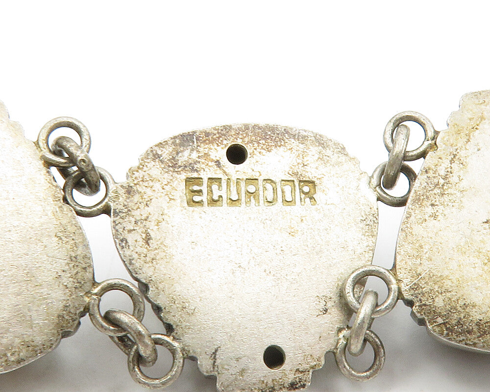 925 Sterling Silver  Vintage Antique Hollow Etched Chain Bracelet  BT5149