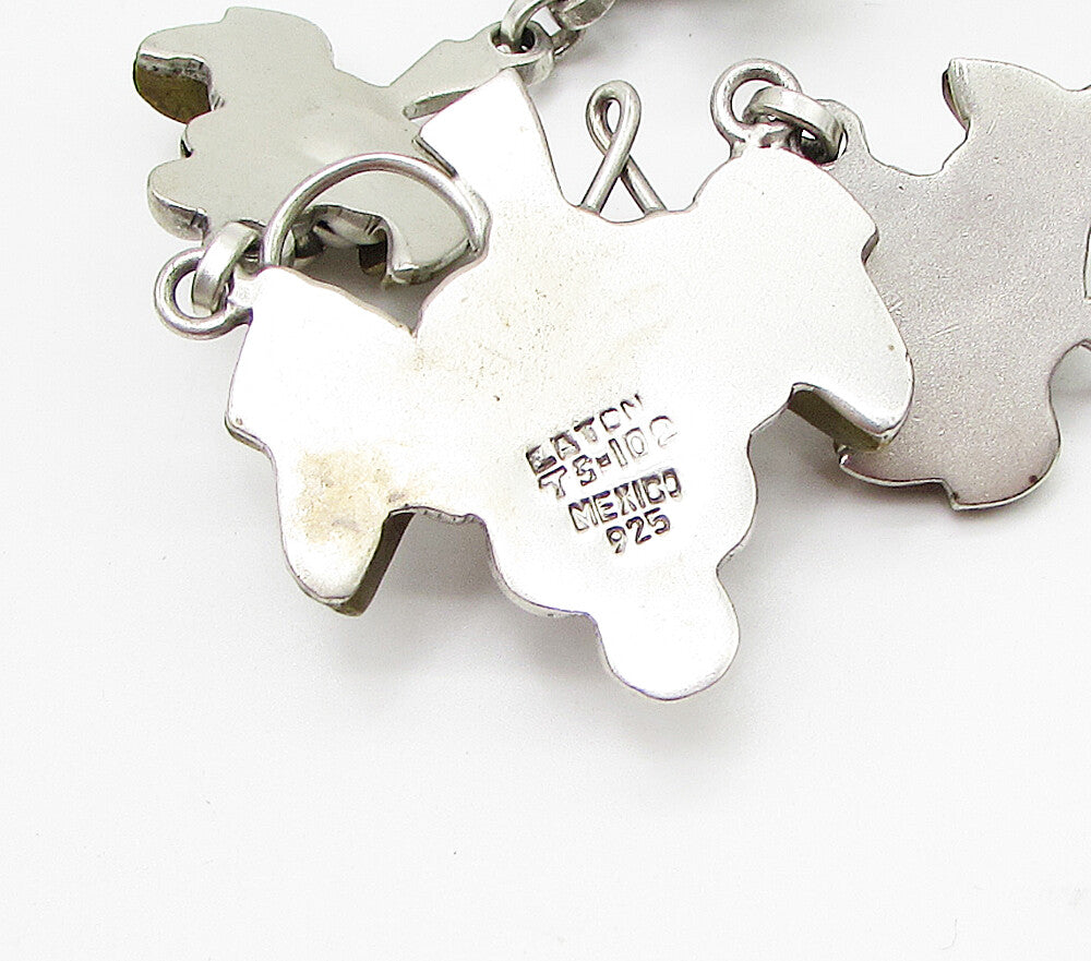 MEXICO 925 Sterling Silver Vintage 2 Tone Grape Vine Linked Necklace PT2479