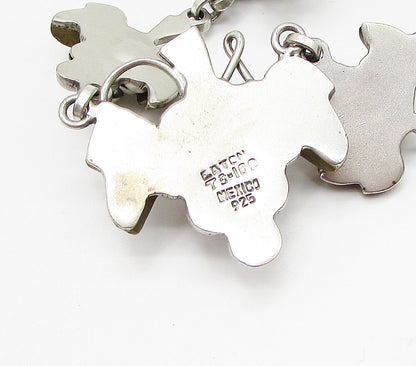 MEXICO 925 Sterling Silver Vintage 2 Tone Grape Vine Linked Necklace PT2479