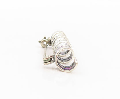 925 Sterling Silver Vintage Brooch Pin BEAU Cutout Spiral Spring Design  BP11567