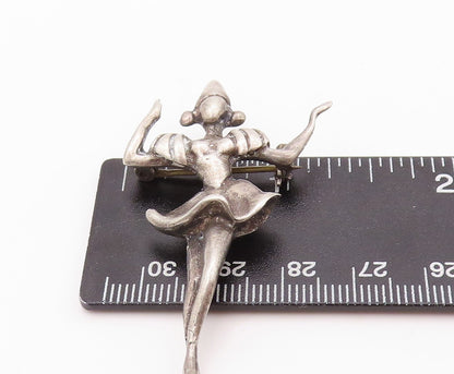 925 Sterling Silver Vintage Brooch Pin Solid 3D Carved Dancing Girl  BP11198