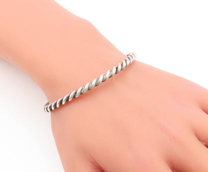 925 Sterling Silver Vintage Bracelet Solid Twisted Rope Cuff BT10674