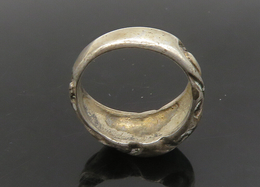 SOUTHWESTERN 925 Silver Vintage Turquoise Swirl Dome Band Ring Sz 6 RG23023