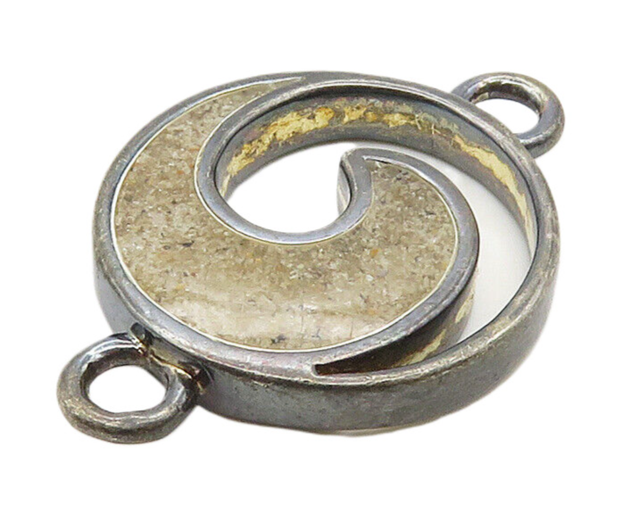 925 Sterling Silver  Vintage Dark Tone Open Round Swirl Pendant  PT12305
