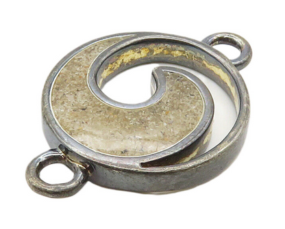 925 Sterling Silver  Vintage Dark Tone Open Round Swirl Pendant  PT12305