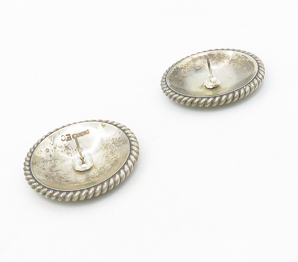 EDDIE CHEE NAVAJO 925 Sterling Silver Vintage Twist Border Drop Earrings  EG7991