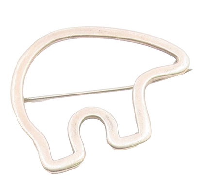 SOUTHWESTERN 925 Silver Vintage Shiny Smooth Bear Outline Brooch Pin BP9248