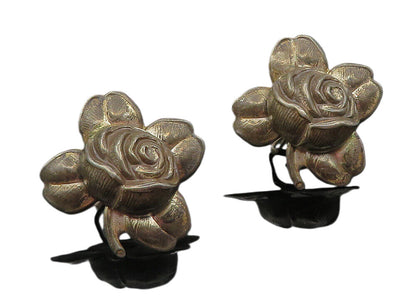 925 Sterling Silver  Vintage Dark Tone Flower Motif Non Pierce Earrings EG5869