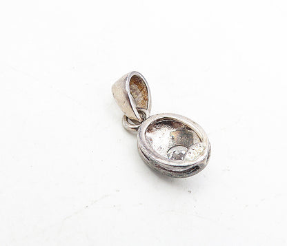 925 Sterling Silver  Vintage Sparkling Cubic Zirconia Dark Tone Pendant PT6297