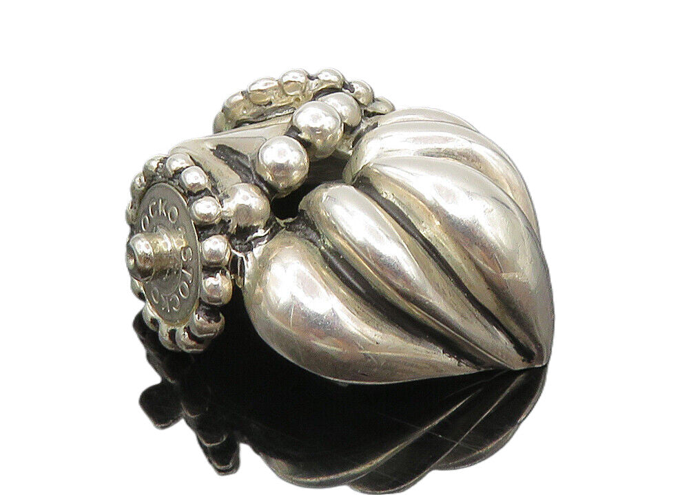 ESPO 925 Sterling Silver  Vintage Shiny Smooth Fluted Design Pendant  PT7654