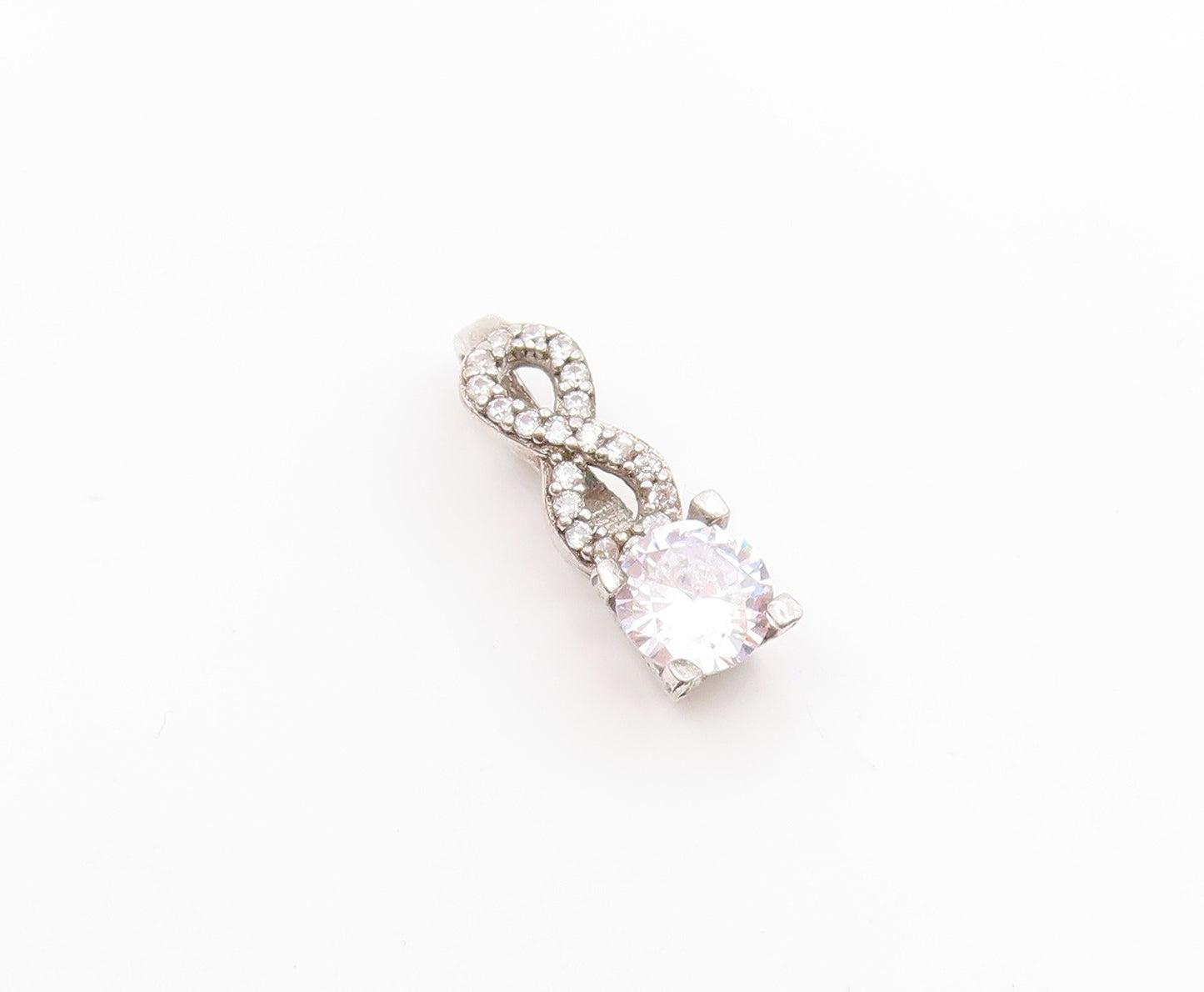 925 Sterling Silver Vintage Cubic Zirconia Infinity Twist Pendant  PT19680