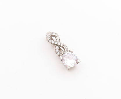 925 Sterling Silver Vintage Cubic Zirconia Infinity Twist Pendant  PT19680