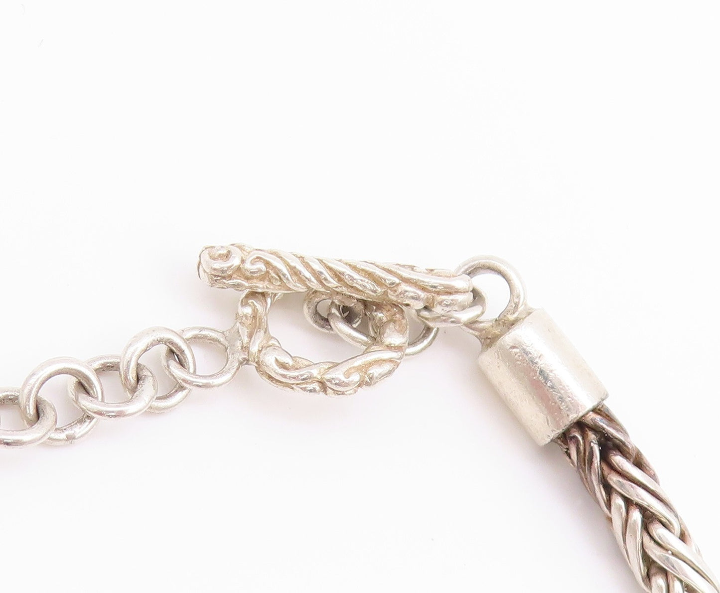 925 Sterling Silver Vintage Necklace Solid Intertwined Byzantine Chain  NE4621