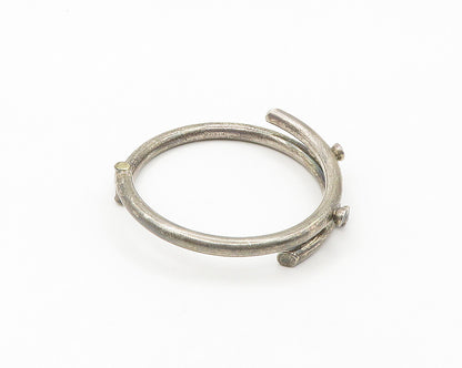 MEXICO 925 Sterling Silver  Vintage Black Onyx Bypass Bangle Bracelet  BT7140