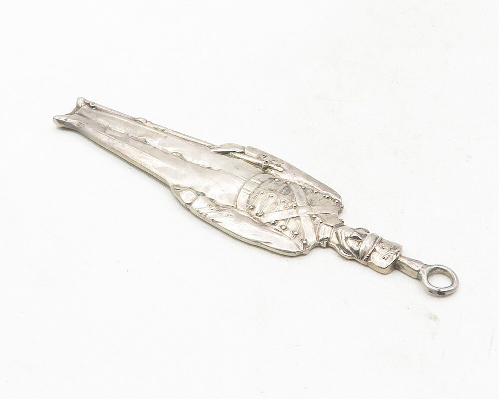 925 Sterling Silver  Vintage Shiny Standing Soldier Motif Pendant  PT7886