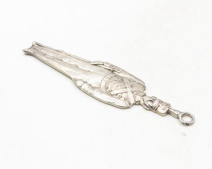 925 Sterling Silver  Vintage Shiny Standing Soldier Motif Pendant  PT7886