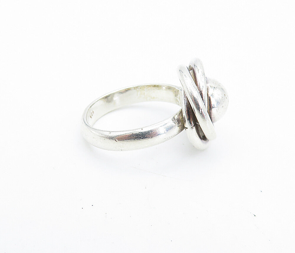 925 Sterling Silver  Vintage Shiny Dome Knot Design Band Ring Sz 6  RG7129