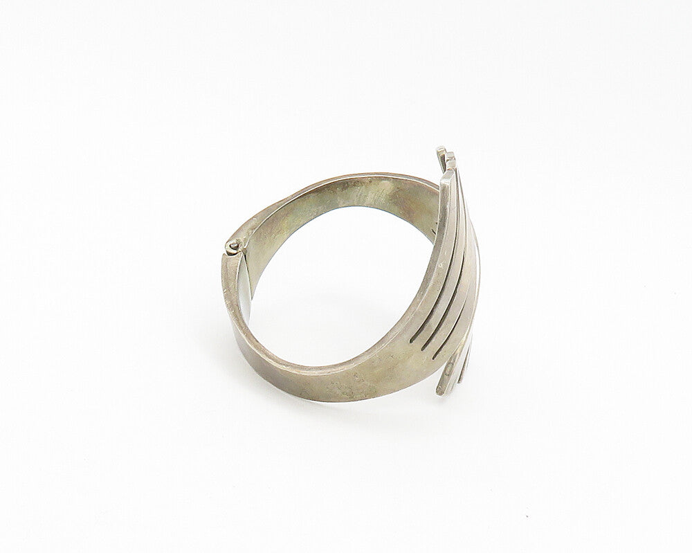 MEXICO 925 Sterling Silver  Vintage Modernist Bypass Cuff Bracelet  BT7295