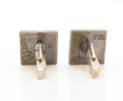 925 Sterling Silver Vintage Cuff Links DERGIO TAXCO Dark Tone Maze Key  TR3828