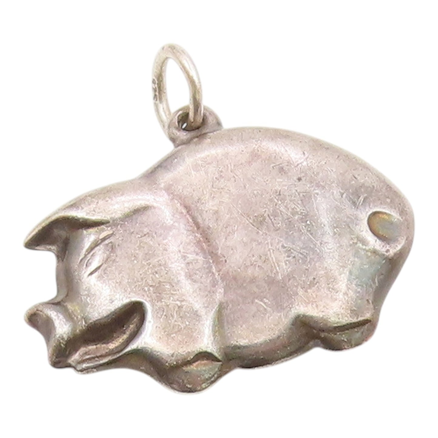 925 Sterling Silver  Vintage Minimalist Hollow Pig Animal Pendant  PT21432