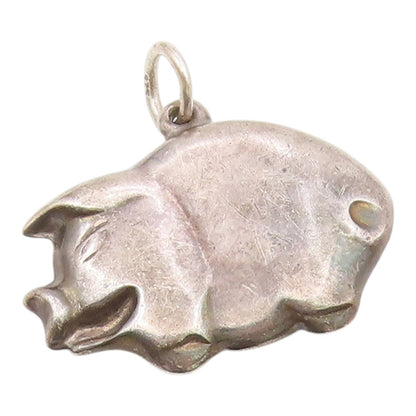 925 Sterling Silver  Vintage Minimalist Hollow Pig Animal Pendant  PT21432