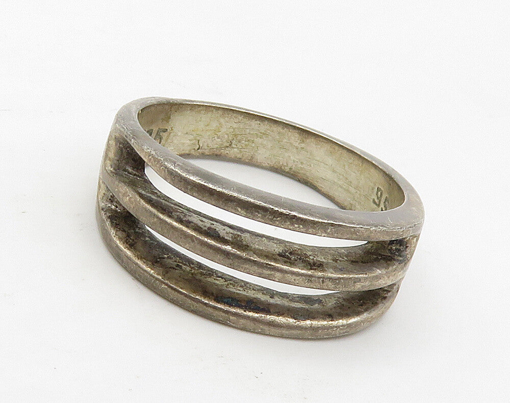 MEXICO 925 Sterling Silver  Vintage Dark Tone Split Band Ring Sz 7.5  RG16246