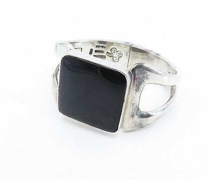 RCN MEXICO 925 Sterling Silver  Vintage Black Onyx Bangle Bracelet  BT3189