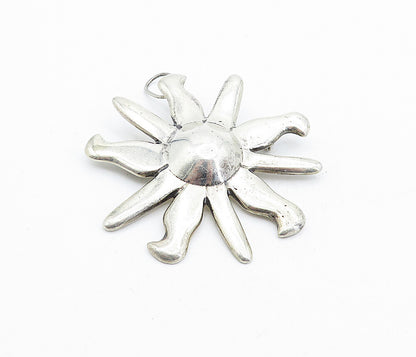 925 Sterling Silver  Vintage Shiny Smooth Shining Sun Motif Brooch Pin  BP1741