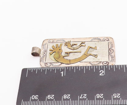 925 Sterling Silver Vintage Pendant NAVAJO Carved Trible Man Frame  PT23210
