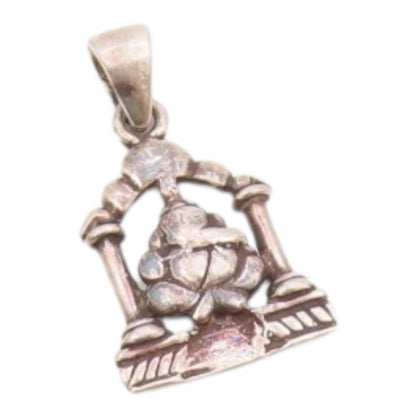 925 Sterling Silver  Vintage Figure Sitting Between Pedestal Pendant  PT21884
