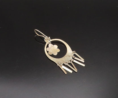 EAST EUROPE 925 Silver  Vintage Open Circle Floral Dangle Earrings  EG11943
