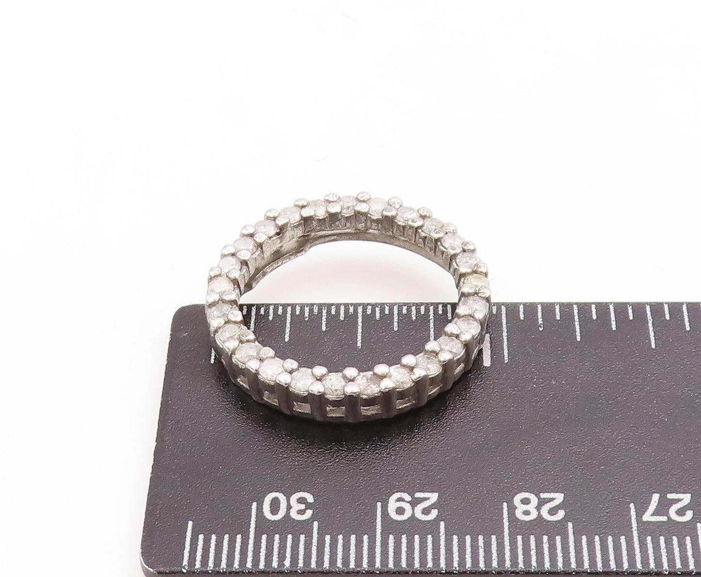925 Sterling Silver Vintage Pendant Designer Cutout Real Diamonds Ring  PT23798