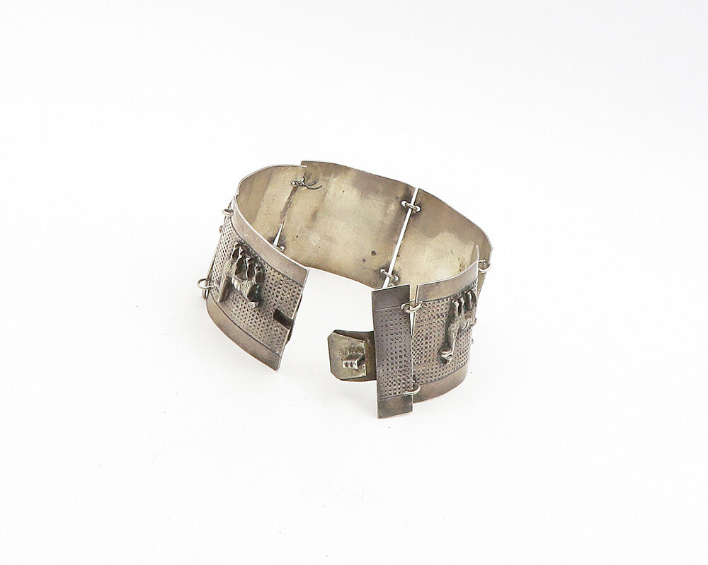 PERU 925 Sterling Silver  Vintage Dark Tone Alpaca Panel Chain Bracelet BT7507
