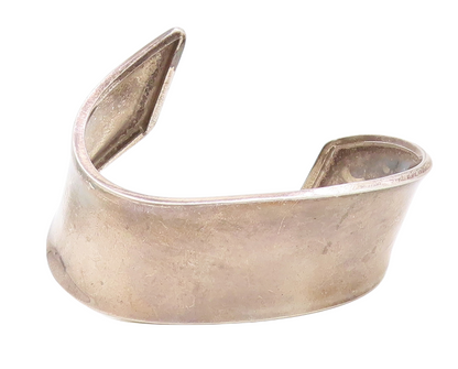 NAVAJO 925 Sterling Silver  Vintage Smooth Dark Tone Cuff Bracelet  BT3024