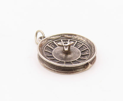 925 Sterling Silver  Vintage Round Roulette Table Oxidized Pendant  PT17382