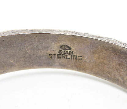 SIAM 925 Silver  Vintage Swirl Floral Vine Etched Bangle Bracelet  BT1504