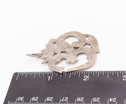 925 Sterling Silver Vintage Pendant Cutout Carved Religious Symbol OM  PT23384