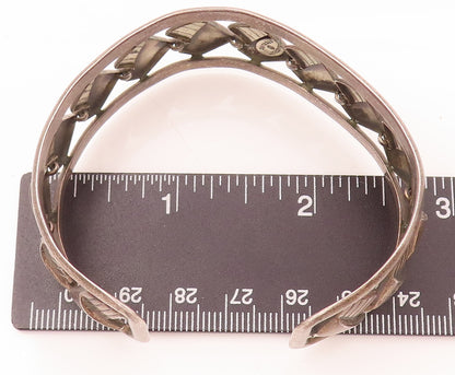 DANECRAFT 925 Silver  Vintage Chair Chain Within 2 Band Cuff Bracelet  BT9918