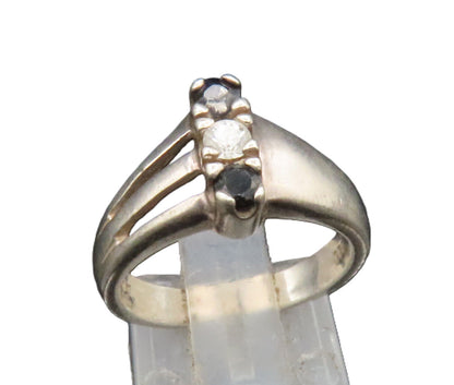 925 Silver  Vintage Spinel & Cubic Zirconia Split Shank Ring Sz 5  RG25208