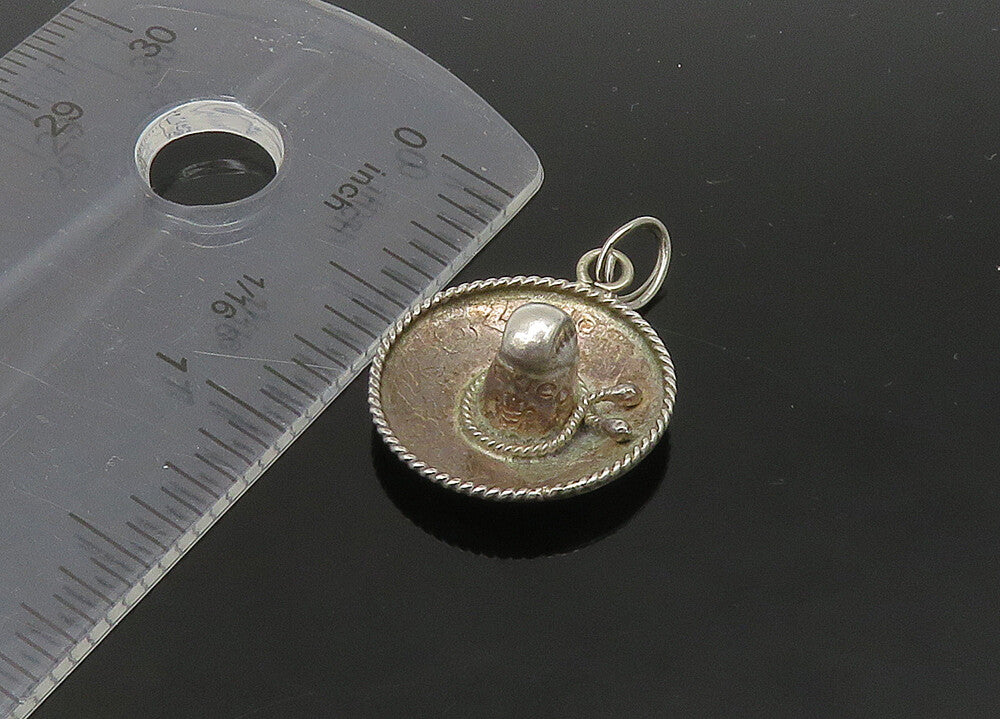 MEXICO 925 Sterling Silver  Vintage Sombrero Hat Petite Pendant  PT17647
