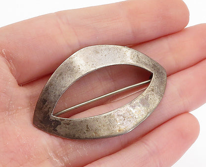 925 Sterling Silver  Vintage Antique Dark Tone Pointed Oval Brooch Pin  BP2774