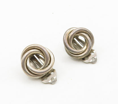 925 Sterling Silver  Vintage Shiny Circle Knot Non Pierce Earrings  EG8192