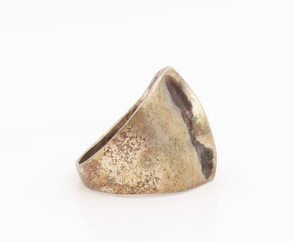 925 Sterling Silver Vintage Ring ISRAEL Modernist Wavy Wide Band  Sz 7  RG35400