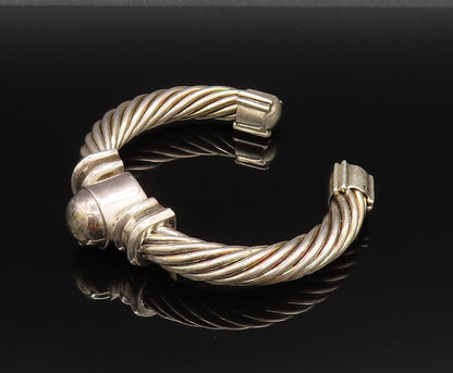 14K GOLD & 925 Silver  Vintage Twisted Ribbed Bead Ball Cuff Bracelet  BT9592
