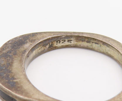 925 Sterling Silver Vintage Ring Classic Geometric Inlay Band  Sz 6.5  RG36653