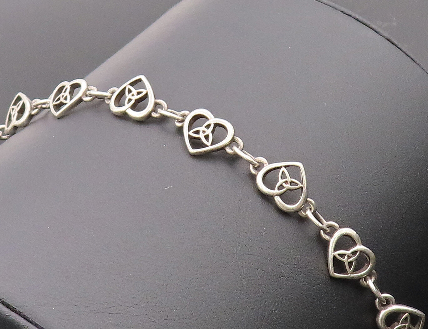 925 Sterling Silver Vintage Bracelet SOLVAR Celtic Trinity Hearts Link  BT10172